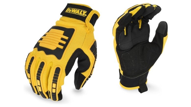 Yellow and black work gloves