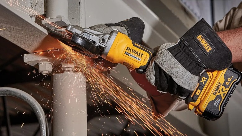 grinding metal surface with DeWalt grinder