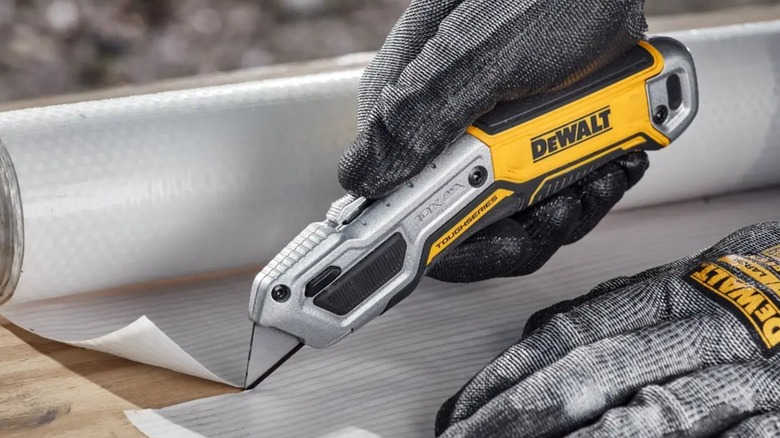 DeWalt ToughSeries Retractable Utility Knife in use