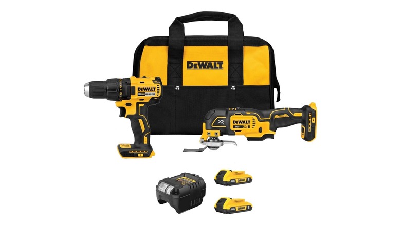 DeWalt 20V Max Drill and Oscillating Multitool Combo Kit on white background