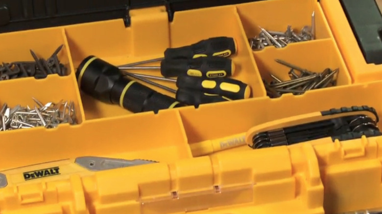 DeWalt Tstak Tool Storage Organizer with tools and accessories inside