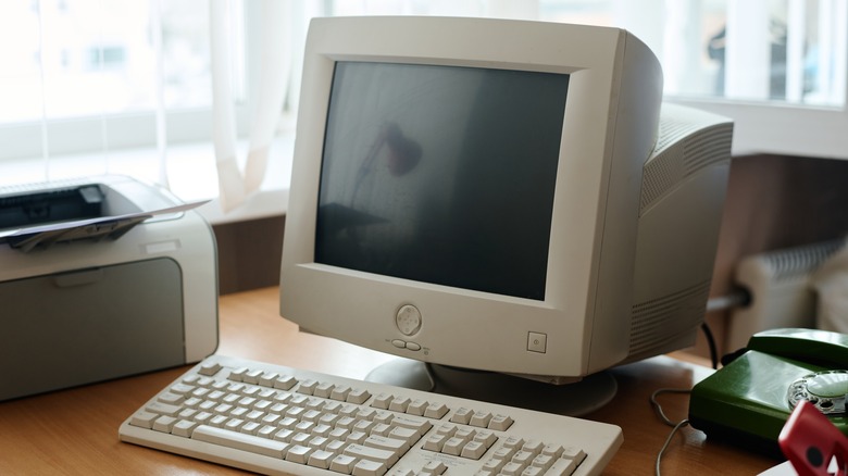 Vintage computer setup on desk