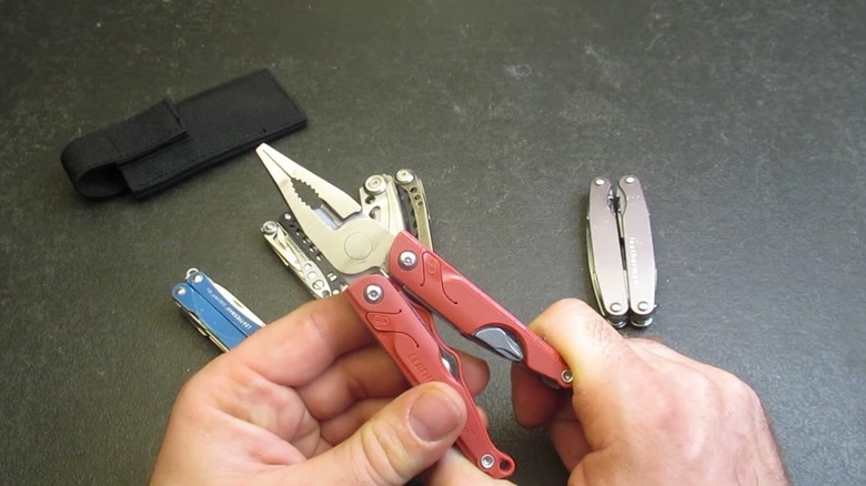 Leatherman Leap held above other Leathermans.