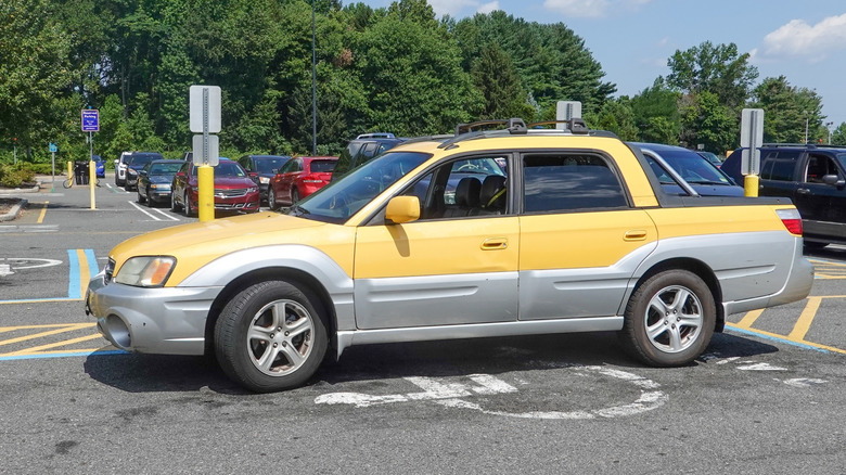 Subaru Baja parked in parking lot, left-side view