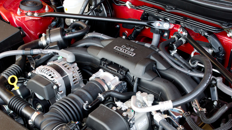 Toyota 86 boxer engine installed in car