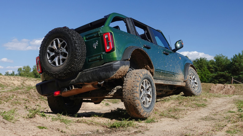 A Ford Bronco on an off-road trail