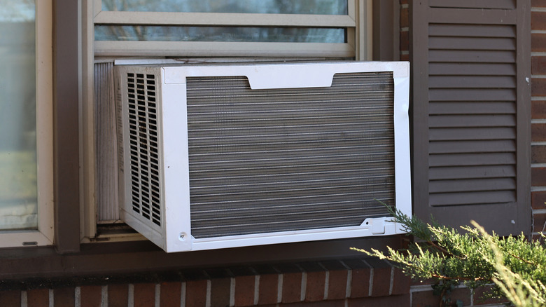 Backside of window ac outside house