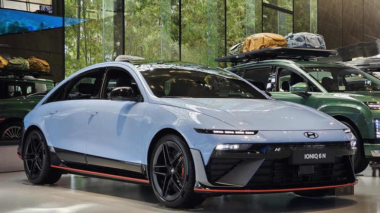 Close up front view of Hyundai's IONIQ 6 N.