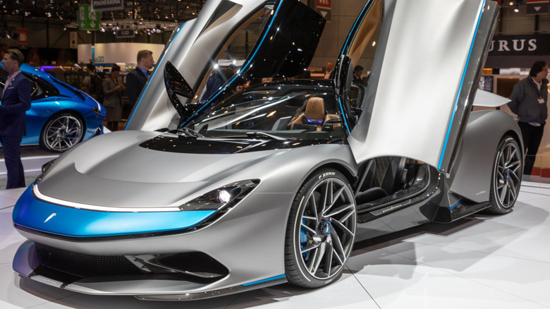 Pininfarina Battista on display at an auto show.