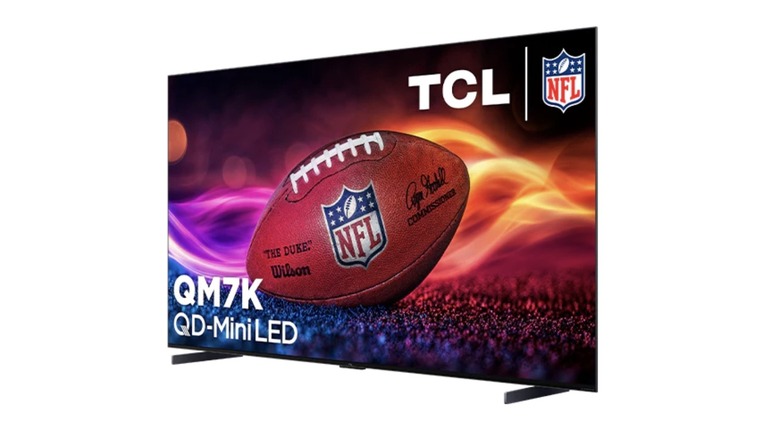 A promotional image of the TCL QM7K Mini LED QLED TV