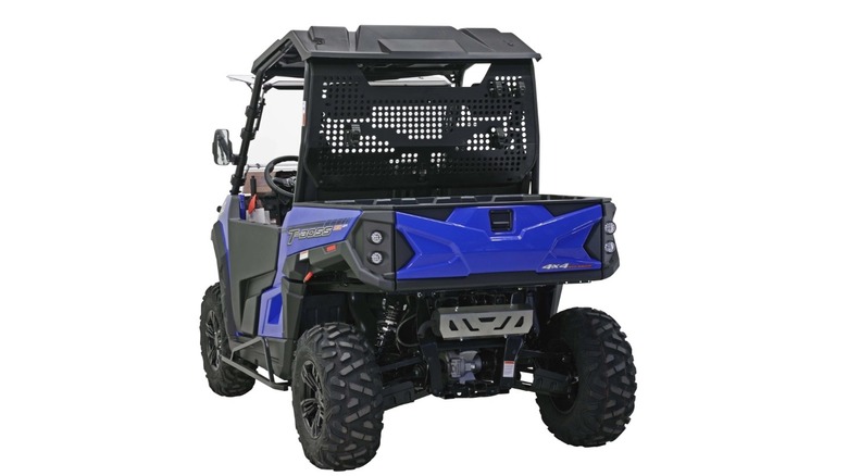 Massimo UTV with accessory tool rack pictured against a white background