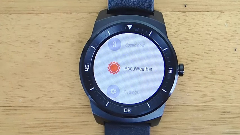 AccuWeather app on smartwatch