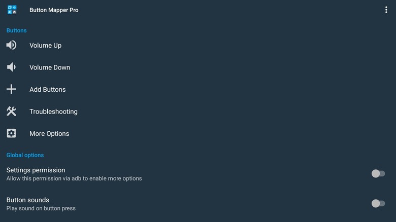 The settings page of the Button Mapper app on Google TV
