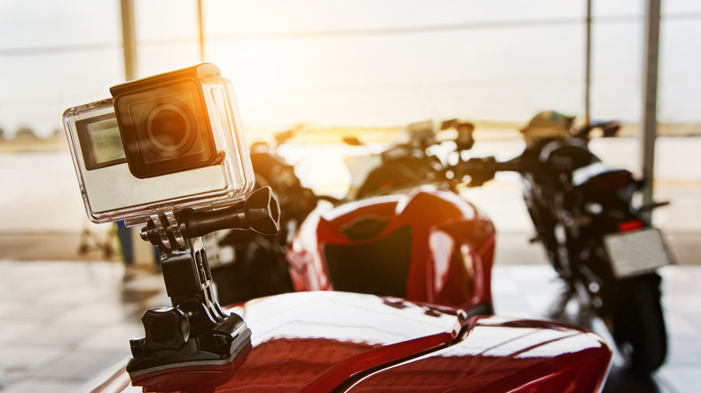 camera on motorcycle helmet