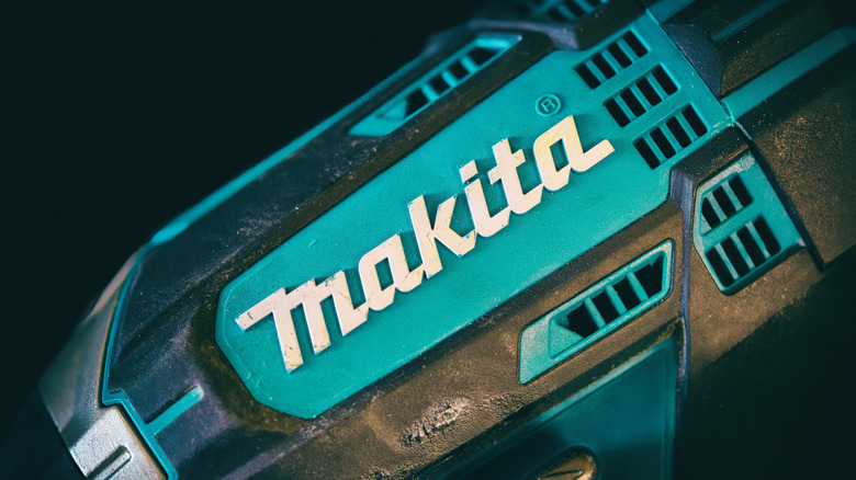 Picture showing the Makita logo on a power tool