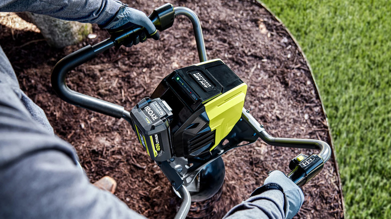 Overhead view of the Ryobi 40V HP earth auger