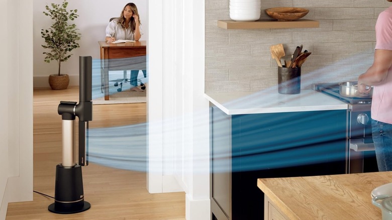 Turboblad fan blowing air into a home