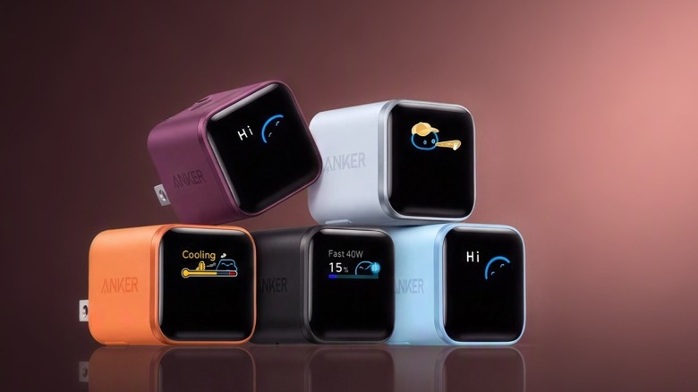 The Anker Nano smart display charger in different color options