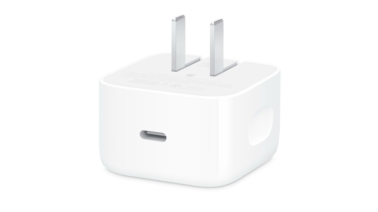 Apple's 40W to 26W charger on a white background