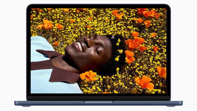 Head-on view of the MacBook Neo screen with a white background