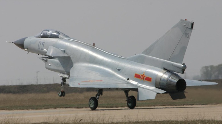 Chengdu J-10 seen from left rear taking off
