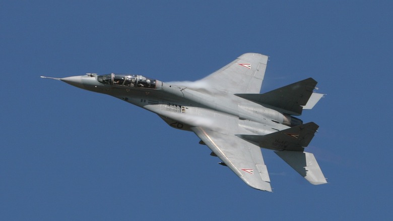 MiG-29 Fulcrum of Hungarian Air Force seen performing at Koksijde Airshow 2005