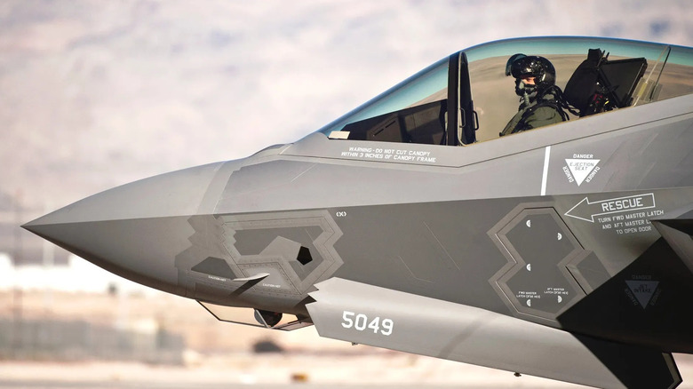 An F-35 nose whilst taxiing
