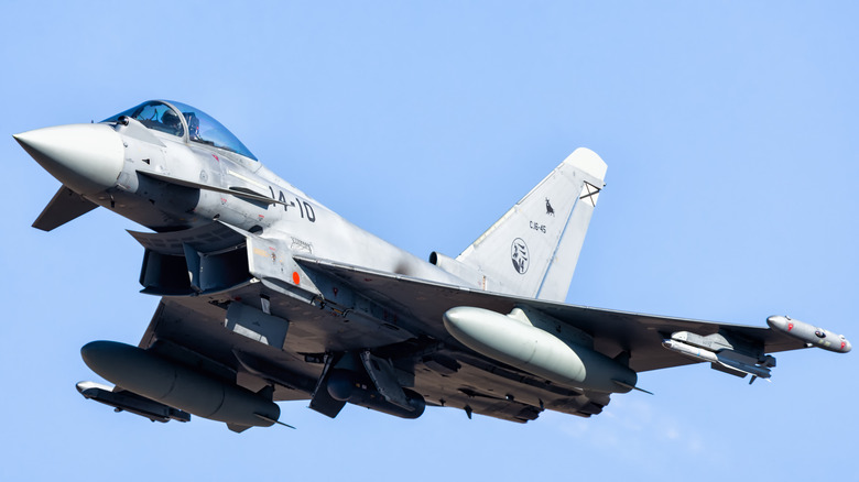A Eurofighter Typhoon in flight