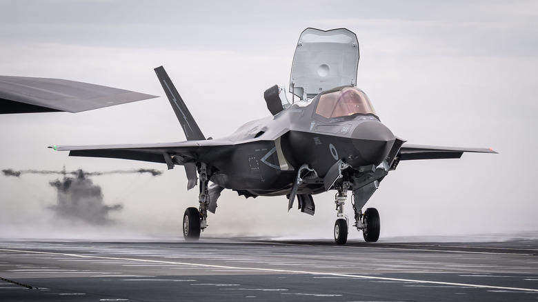 An F-35 conducting carrier TOL operations.
