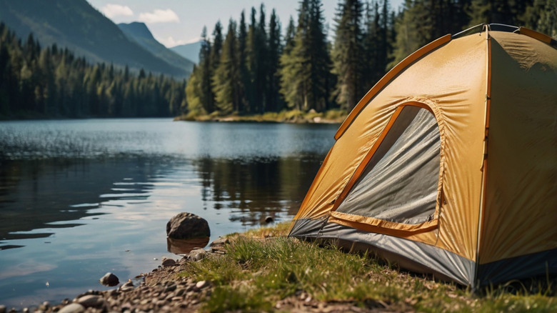 Tent next to body of water