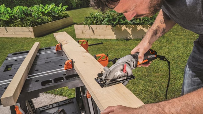 cutting boards on Worx folding work table