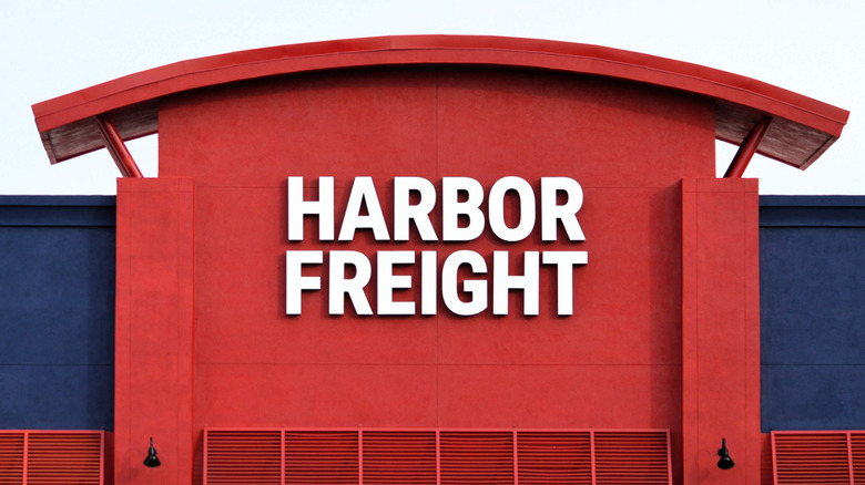 The front of a Harbor Freight store showing the sign.