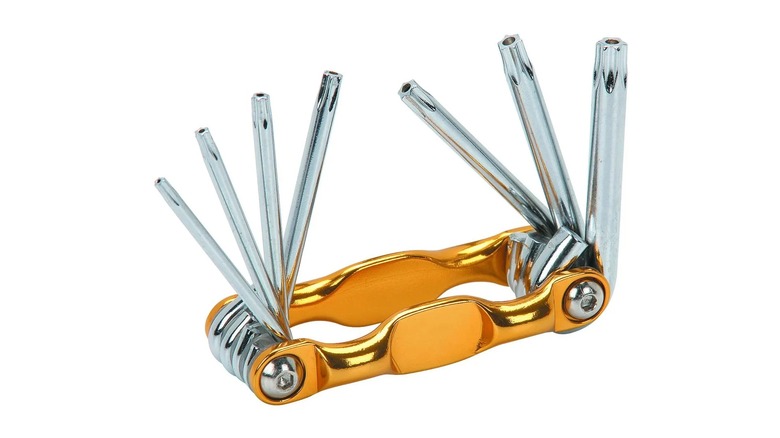 A yellow Pittsburgh Torx key set.