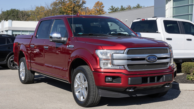 2018 Ford F-150 in parking lot, front-right 3/4 view