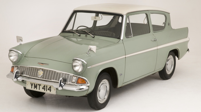 A 1966 Ford Anglia Super at a museum