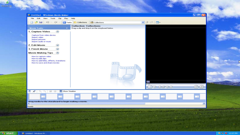 Windows Movie Maker running on Windows XP