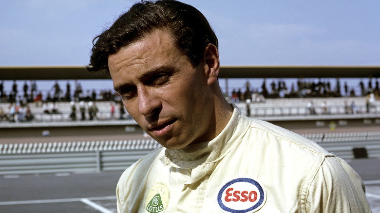 Jim Clark in racing overalls at the Mexican Grand Prix in 1966