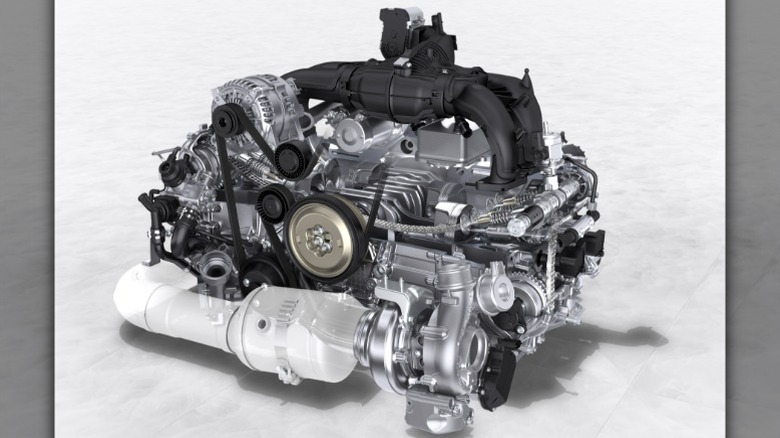 Rendering of Porsche turbocharged 2.5-liter flat-4 engine