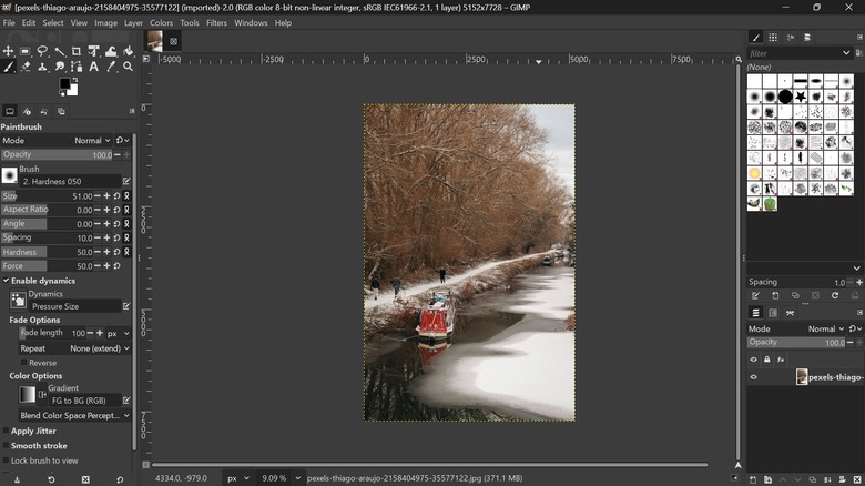 Screenshot of an image being edited on GIMP app launched on a Windows PC