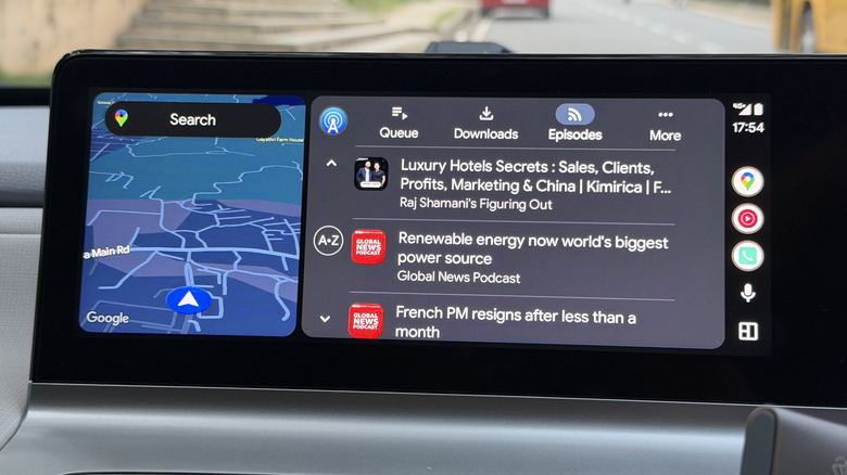 Podcasts on AntennaPod running on a car stereo
