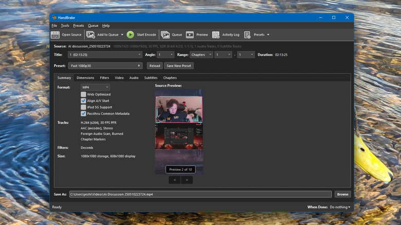 HandBrake app running on Windows desktop