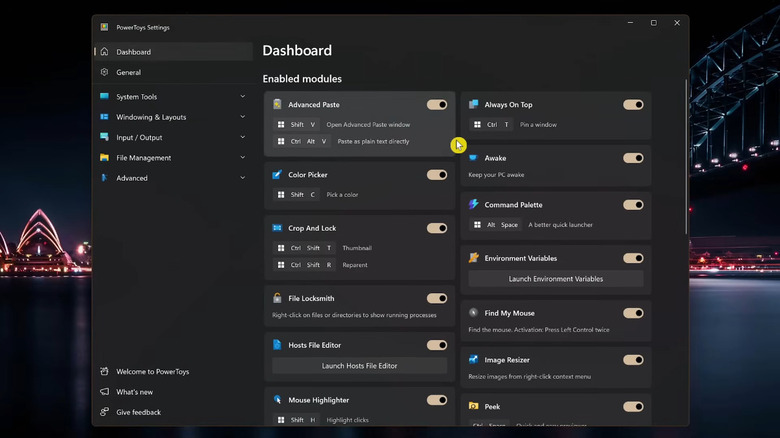 Windows PowerToys Main Settings Menu on Windows 11