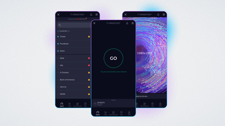 Ookla speed test app on multiple Android phones