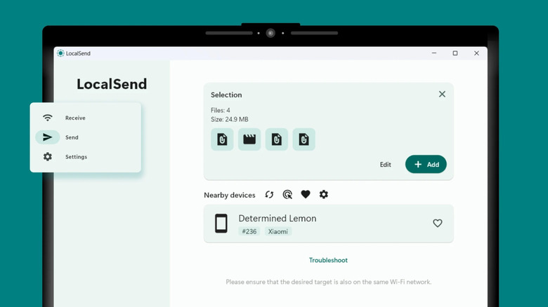 The interface of the LocalSend application