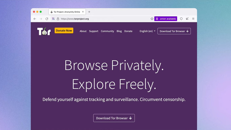 The interface of Tor Browser