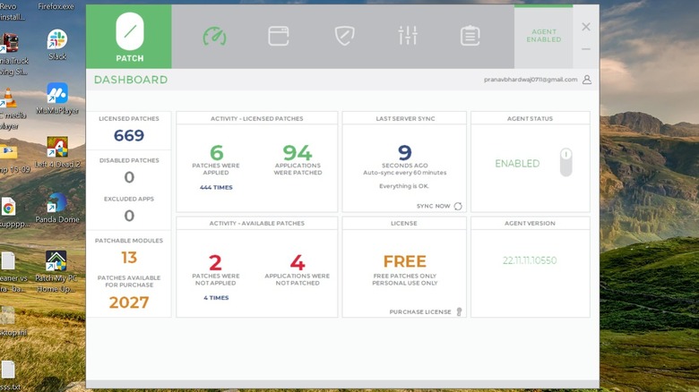 0Patch app's dashboard on a Windows desktop
