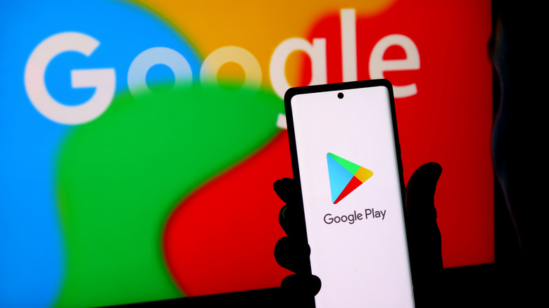 Google Play Store logo on an Android smartphone