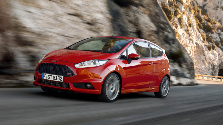 Ford Fiesta ST driving on a road