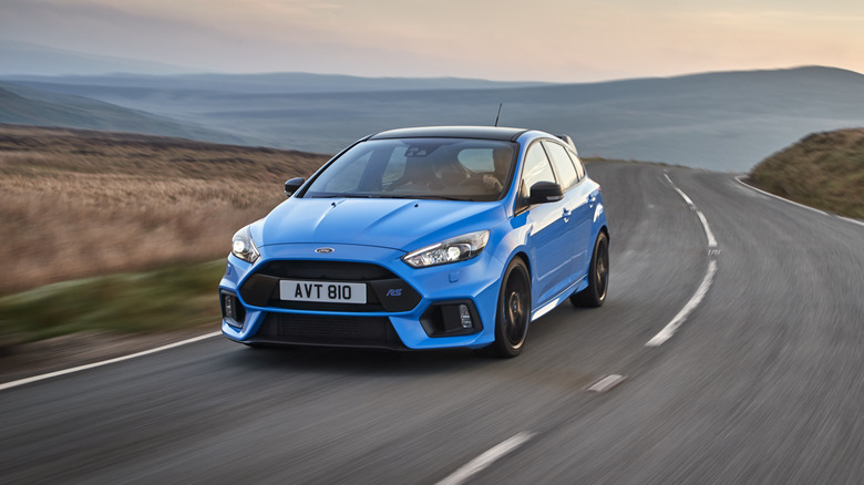 Focus RS driving on a road