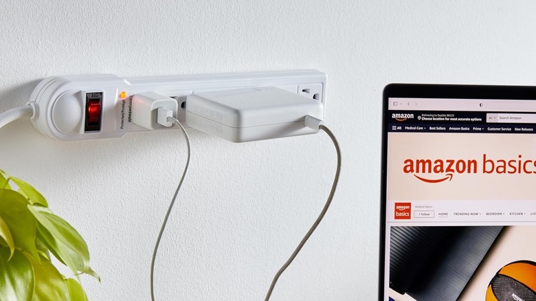 power strip mounted to wall